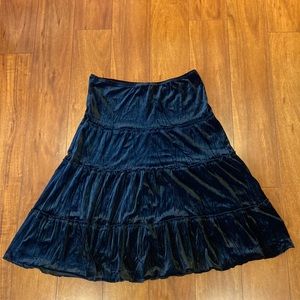First Option Tier Skirt Black Velvet Midi Size Medium